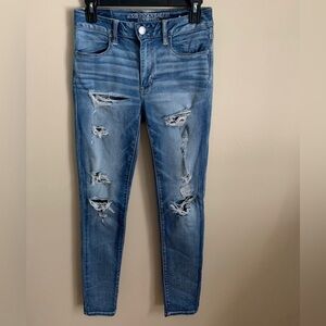 American Eagle Outfitters Distressed Skinny Blue Jeans